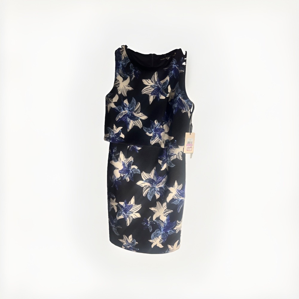 Ivanka Trump Ready-To-Wear Size 6 Dark Navy , Cornflower Blue And White Floral - Picture 2 of 8